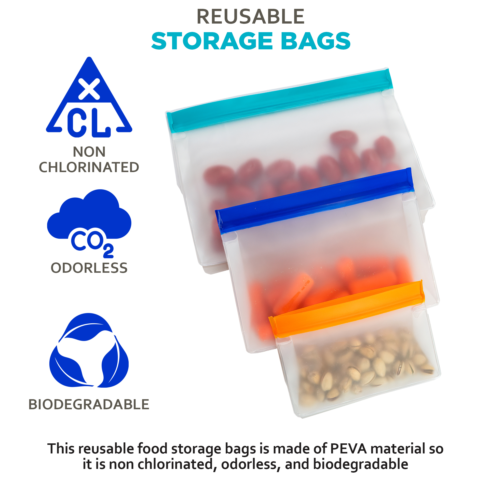 Reusable Ziplock Freezer Sandwich Bags Resealable Zip Lock Lunch Bag ...