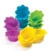 Silicone Cupcake Flower Mold Holders Set of 12 (Pink, Blue, Green, Yellow)