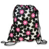 Drawstring Bag with Flower Design (White/Black/Pink)