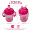 Sippy Cup with Straw, Transition First Year with Spill Proof Lid, Easy Grip Removable Handle (Pink, 8.5oz) - Image 3